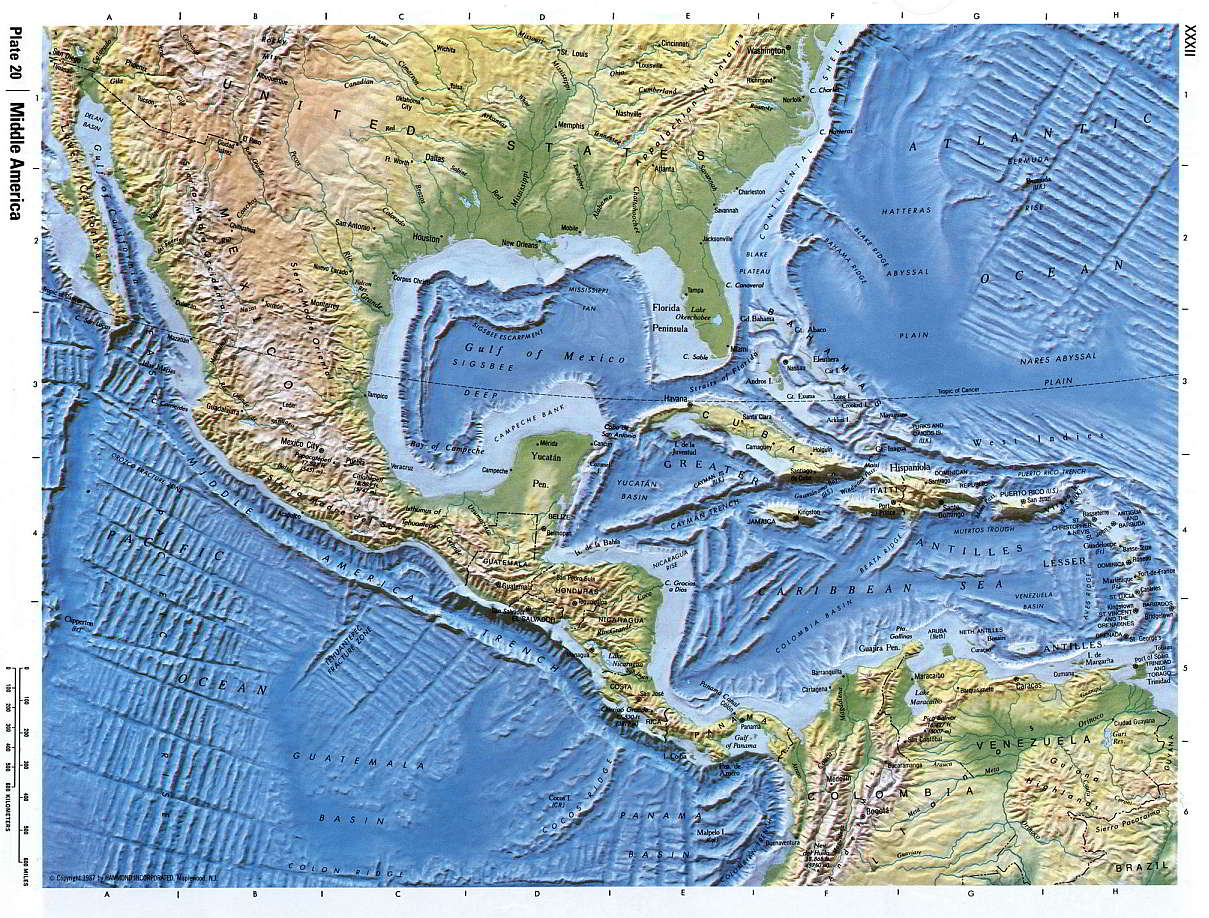 Centroamérica América Central Países Capitales Mapa Relieve