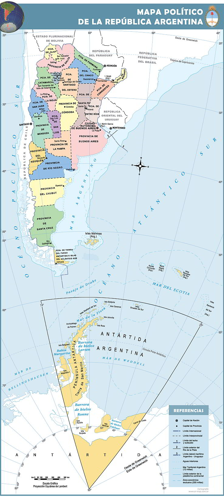 Mapa bicontinental Argentina 