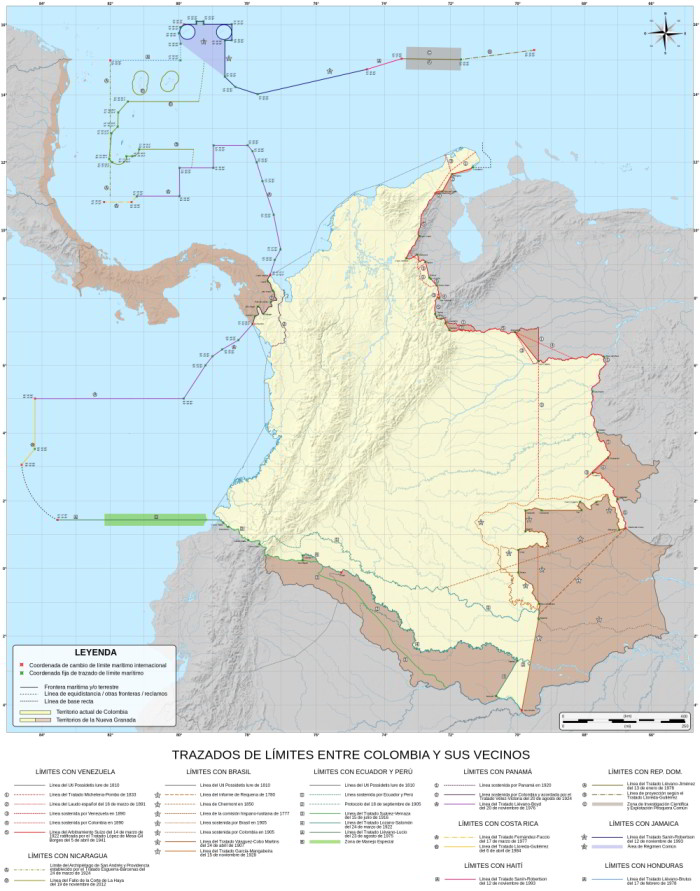 Fronteras de Colombia Mapa